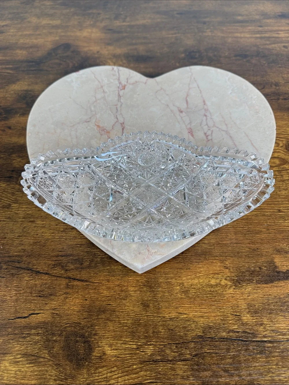 Cut Crystal Decorative Bowl - Clear Glass Accent Vase